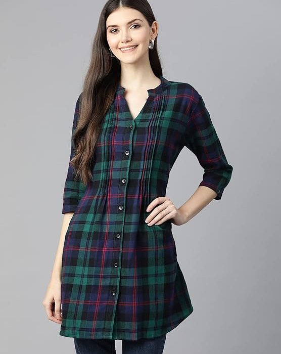 One femme Women's Plaid Check Print Tunic